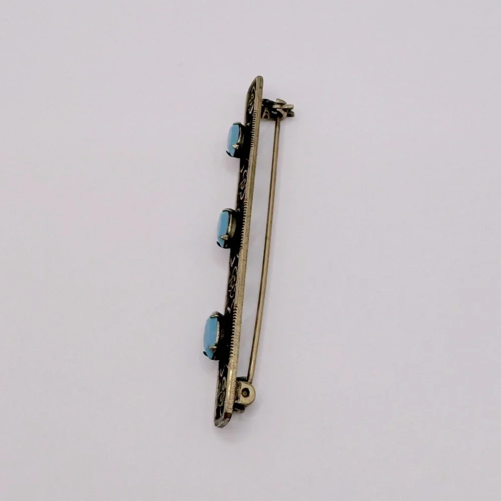 VINTAGE Filigree Crystal Bar Brooch